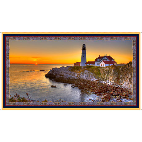 Quilting Treasures - Artworks VII - 24' Lighthouse Panel, Sunset