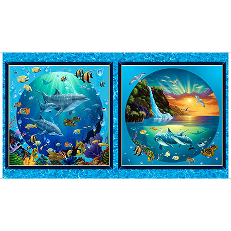 Quilting Treasures - Artworks VIII - Under the Sea - 24' Panel, Blue