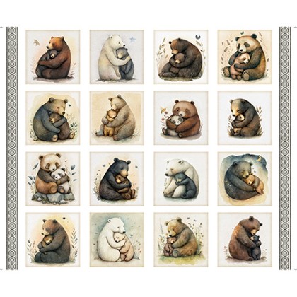 Quilting Treasures - Bear Hugs - 36' Pictures Patches Panel, White