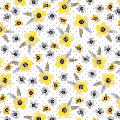 Quilting Treasures - Blissful Blooms - Flower Heads, White