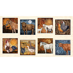 Quilting Treasures - Bountiful - 9' Animal Patches, Natural