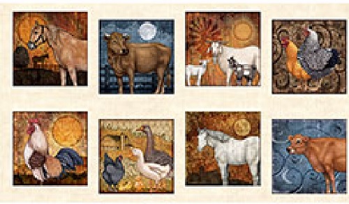 Quilting Treasures - Bountiful - 9' Animal Patches, Natural