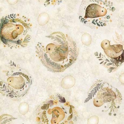 Quilting Treasures - Cotton Tails - Chick Toss, Cream