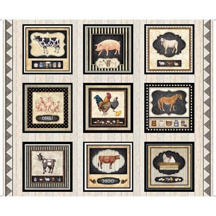 Quilting Treasures - Country Farm - Farm Picture Patches, Ecru