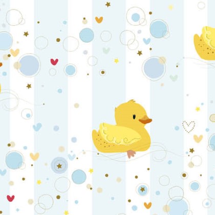 Quilting Treasures - Darling Duckies - Rubber Duckies Stripe, Blue