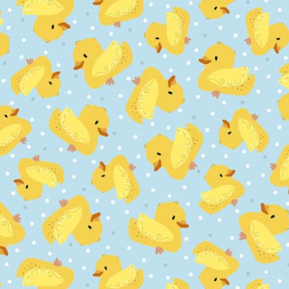 Quilting Treasures - Darling Duckies - Tossed Rubber Duckies, Blue