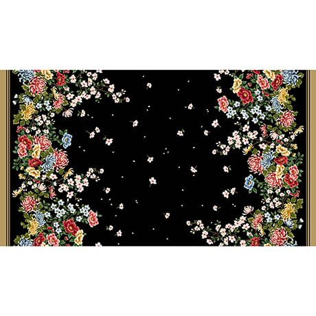 Quilting Treasures - Dynasty - Floral Double Border, Black