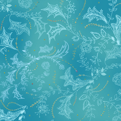 Quilting Treasures - Enchanted Floral - Floral & Vine Toile, Turquoise