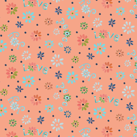 Quilting Treasures - Enchanted Garden - Ditsy Flowers, Coral