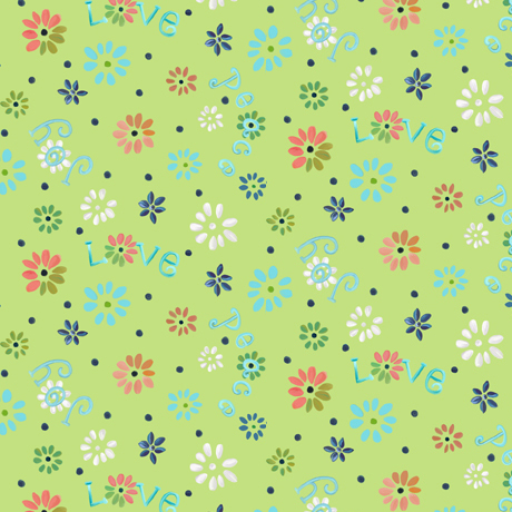 Quilting Treasures - Enchanted Garden - Ditsy Flowers, Green