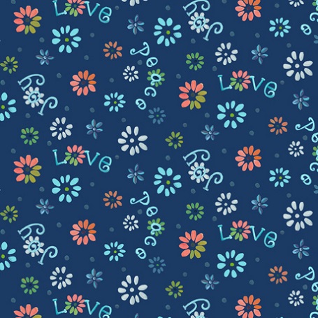 Quilting Treasures - Enchanted Garden - Ditsy Flowers, Royal Blue