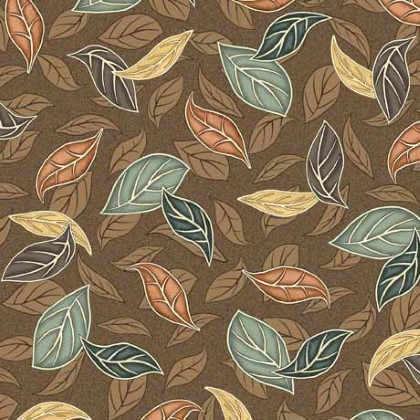 Quilting Treasures - Frond Nouveau - Tossed Leaves, Brown