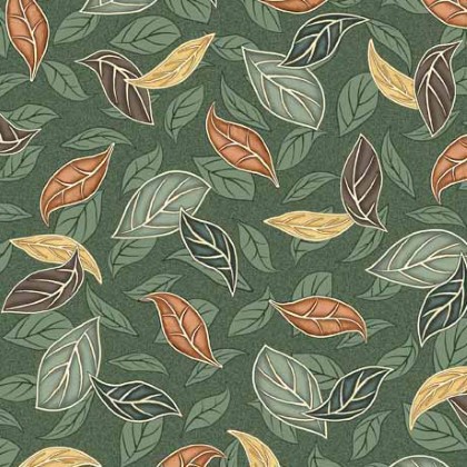 Quilting Treasures - Frond Nouveau - Tossed Leaves, Spruce