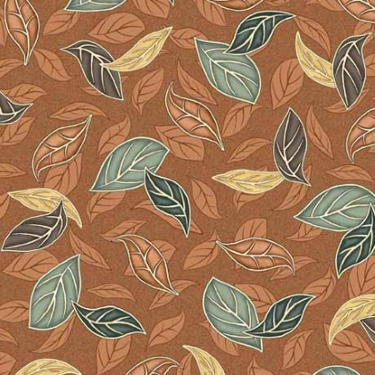 Quilting Treasures - Frond Nouveau - Tossed Leaves, Terracotta