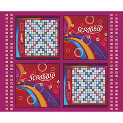 Quilting Treasures - Game Night - 36' Scrabble Board Panel, Fuschia