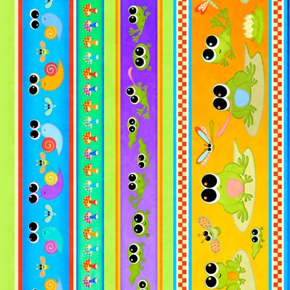 Quilting Treasures - Hip Hop - Frog Stripe, Multi