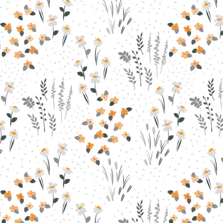 Quilting Treasures - Hippity Hop - Wildflowers, White
