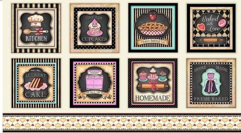 Quilting Treasures - Home Sweet Home - 24' Baked Goodies Panel, Cream
