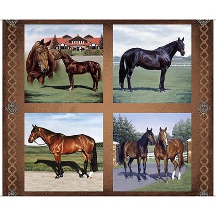 Quilting Treasures - Horse Country - 36' Picture Patches Panel, Brown