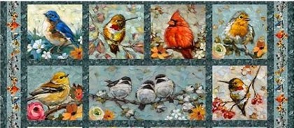 Quilting Treasures - Joyful Garden - 18' Bird Picture Patches Panel, Multi