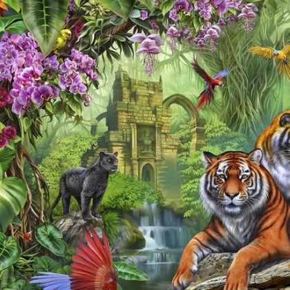 Quilting Treasures - Jungle Paradise - Jungle Scenic, Multi