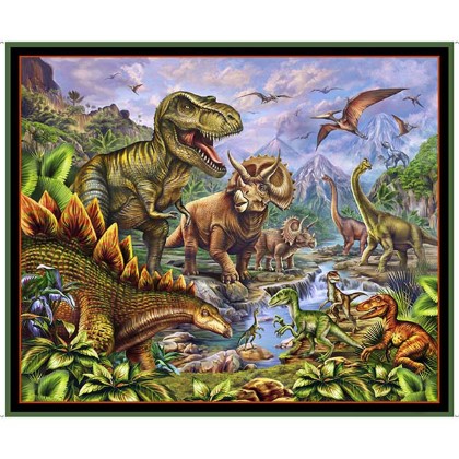 Quilting Treasures - Jurassic Journey - 36' Dinosaur Panel, Multi