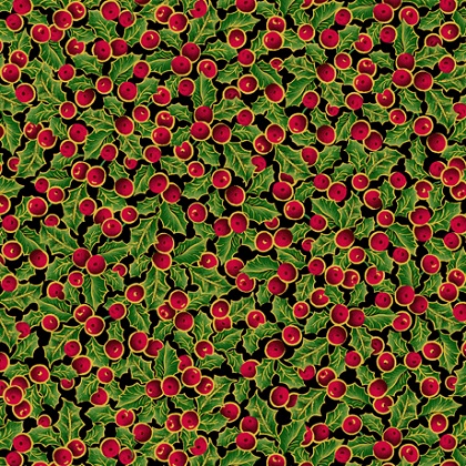 Quilting Treasures - Lavish Poinsettias - Packed Berries, Black