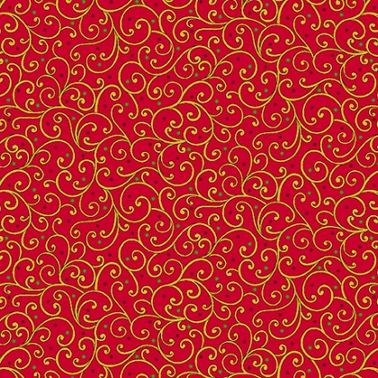 Quilting Treasures - Lavish Poinsettias - Scroll, Red