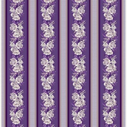 Quilting Treasures - Le Fleur - Floral Border Stripe, Purple