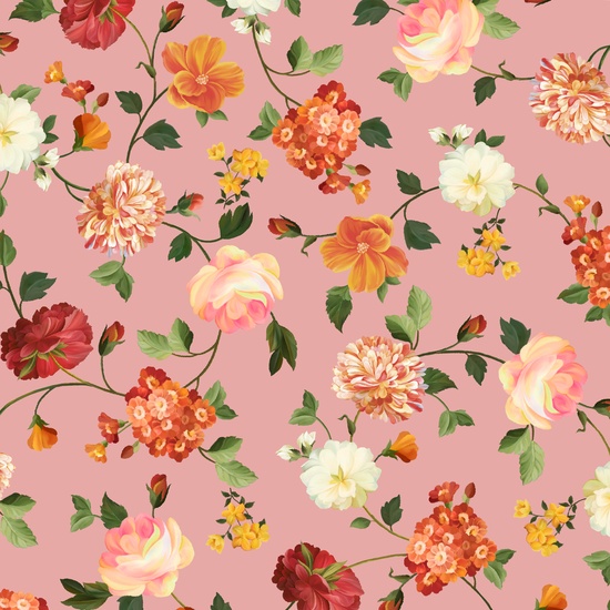 Quilting Treasures - Les Fleurs - Spaced Floral, Pink