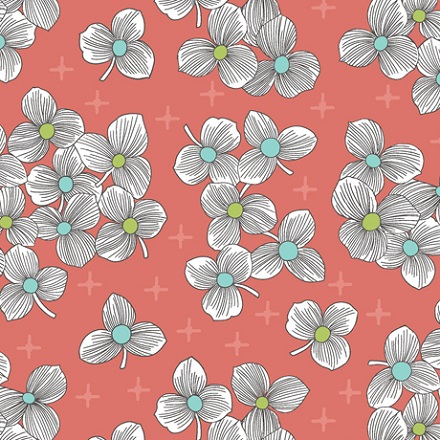 Quilting Treasures - Lexi - Spaced Floral, Coral