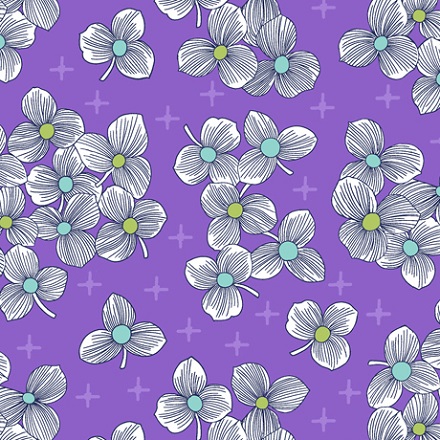 Quilting Treasures - Lexi - Spaced Floral, Purple