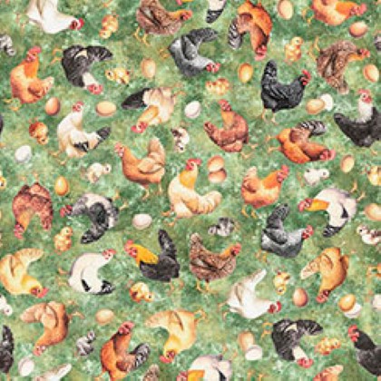 Quilting Treasures - Lil Farmers - Chicken Toss, Green