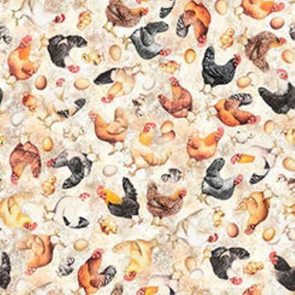 Quilting Treasures - Lil Farmers - Chicken Toss, Oatmeal