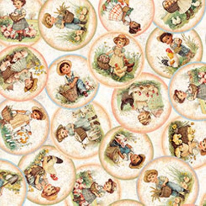 Quilting Treasures - Lil Farmers - Circle Vignettes, Oatmeal