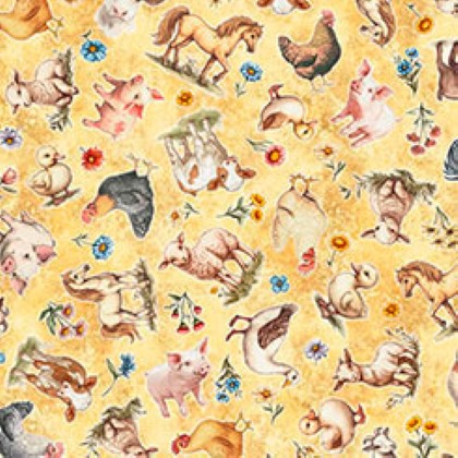 Quilting Treasures - Lil Farmers - Farm Animal Toss, Marigold