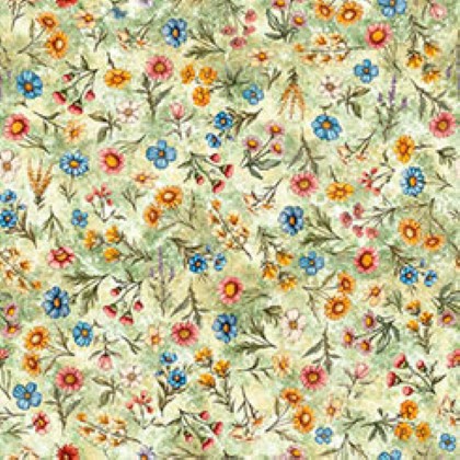 Quilting Treasures - Lil Farmers - Floral Toss, Light Green
