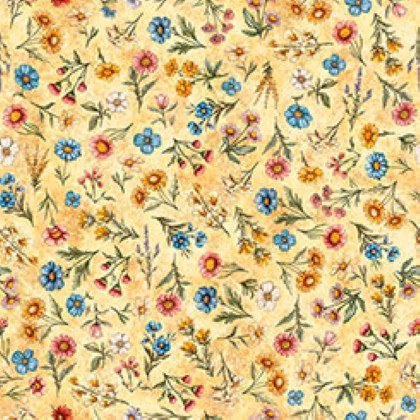 Quilting Treasures - Lil Farmers - Floral Toss, Marigold