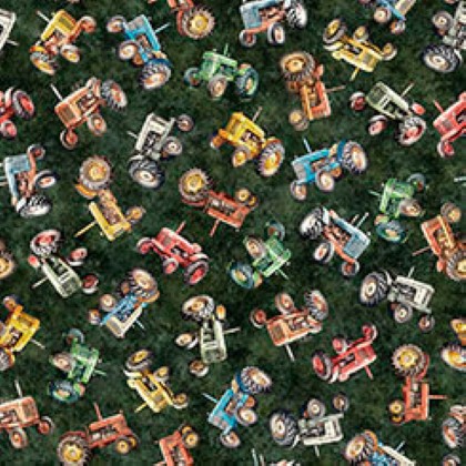 Quilting Treasures - Lil Farmers - Tractors, Evergreen
