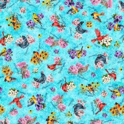 Quilting Treasures - Mid-Atlantic Shop Hop 2026 - Birds & Flowers, Blue
