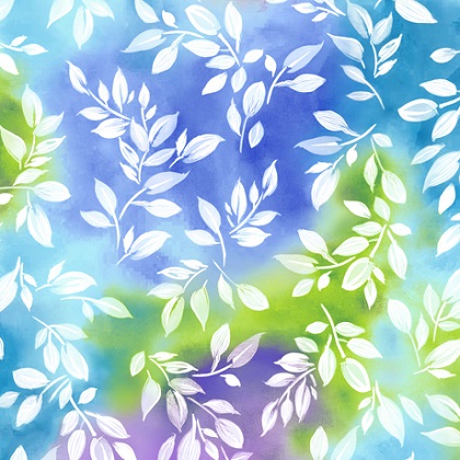 Quilting Treasures - Mimosa - Leaf, Blue/Multi