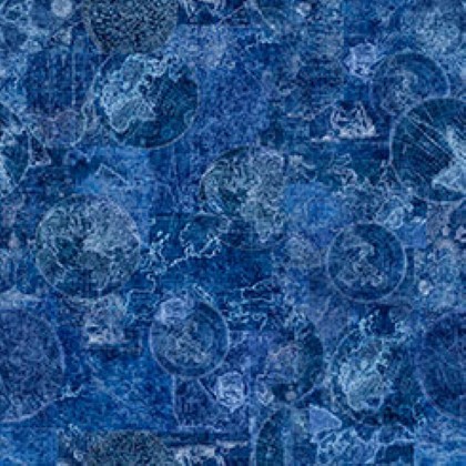 Quilting Treasures - Nauticus - Map Tonal, Navy