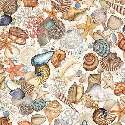 Quilting Treasures - Nauticus - Shells, Cream