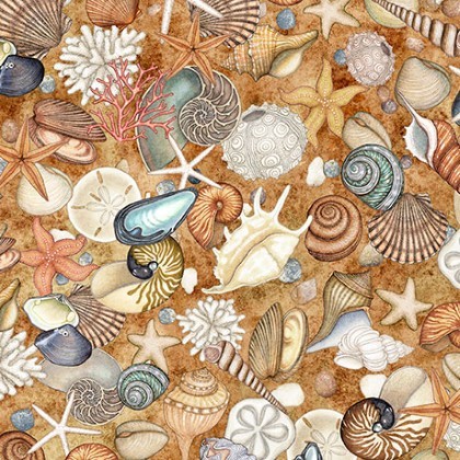 Quilting Treasures - Nauticus - Shells, Honey