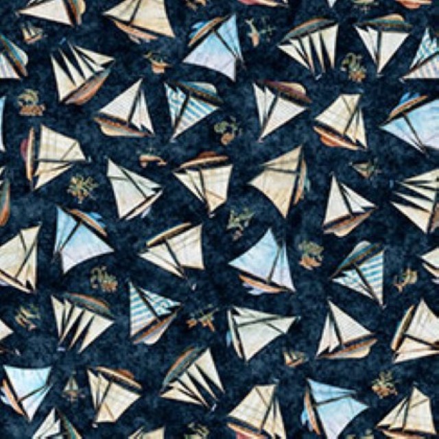 Quilting Treasures - Nauticus - Ships Toss, Dark Navy
