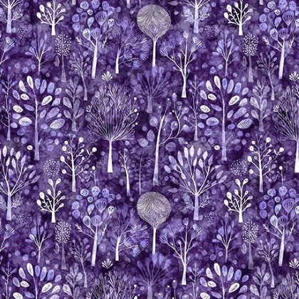 Quilting Treasures - Night Owls - Trees, Purple