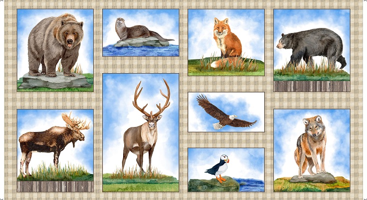 Quilting Treasures - Once Upon A Cabin - 24' Animal Panel, Multi