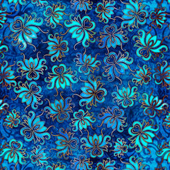 Quilting Treasures - Pandora - Floral Toss, Indigo