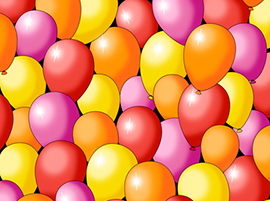 Quilting Treasures - Party On! - Packed Balloons, Pink/Yellow/Orange