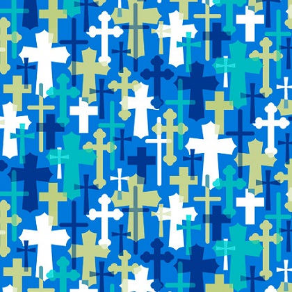 Quilting Treasures - Psalms - Overlapping Crosses, Blue